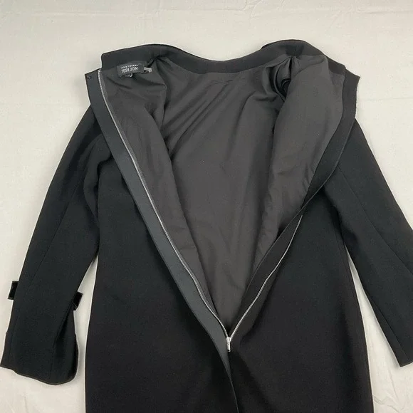 Teri Jon Rickie Freeman Black Velvet Trim Bow Sleeve Cocktail Dress Size 6 - Picture 10 of 11